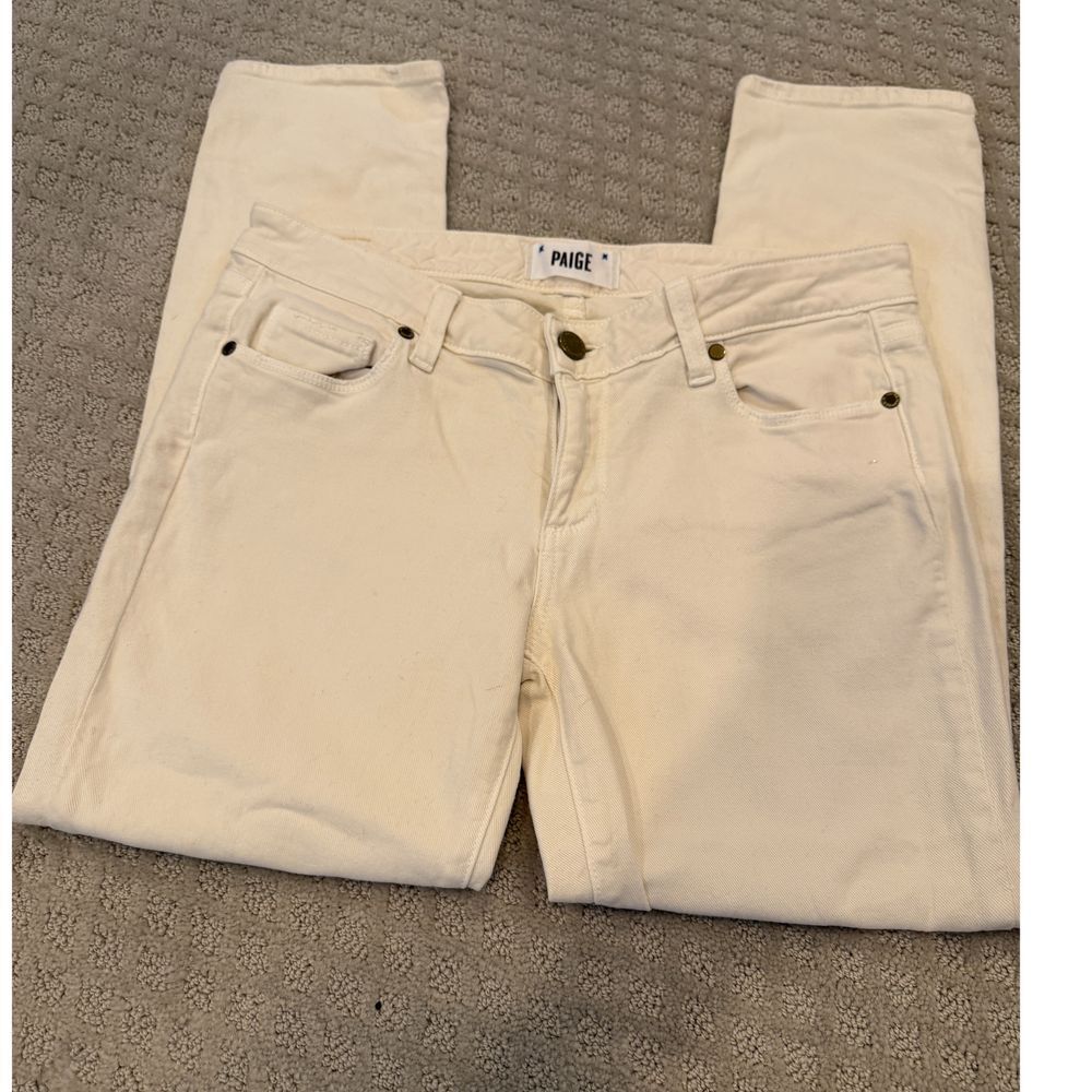 Paige Cream distressed Jeans size 27 Inseam 26" EUC